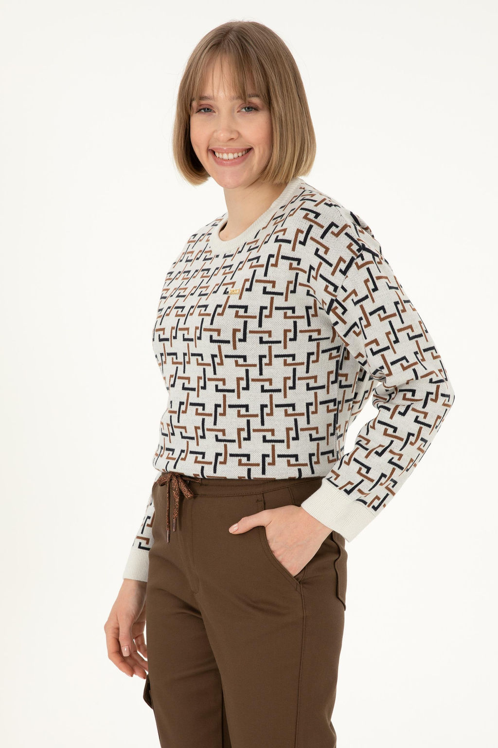 Женский кремовый свитер с круглым вырезом Неожиданная скидка в корзине - U.s. polo assn фото 3