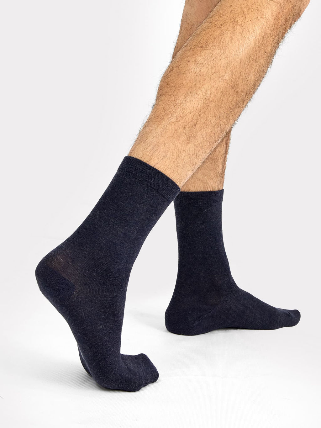 Цена за 5 пар! Носки мужские в синем цвете из шерсти с бамбуком т.синий меланж 029K-2189