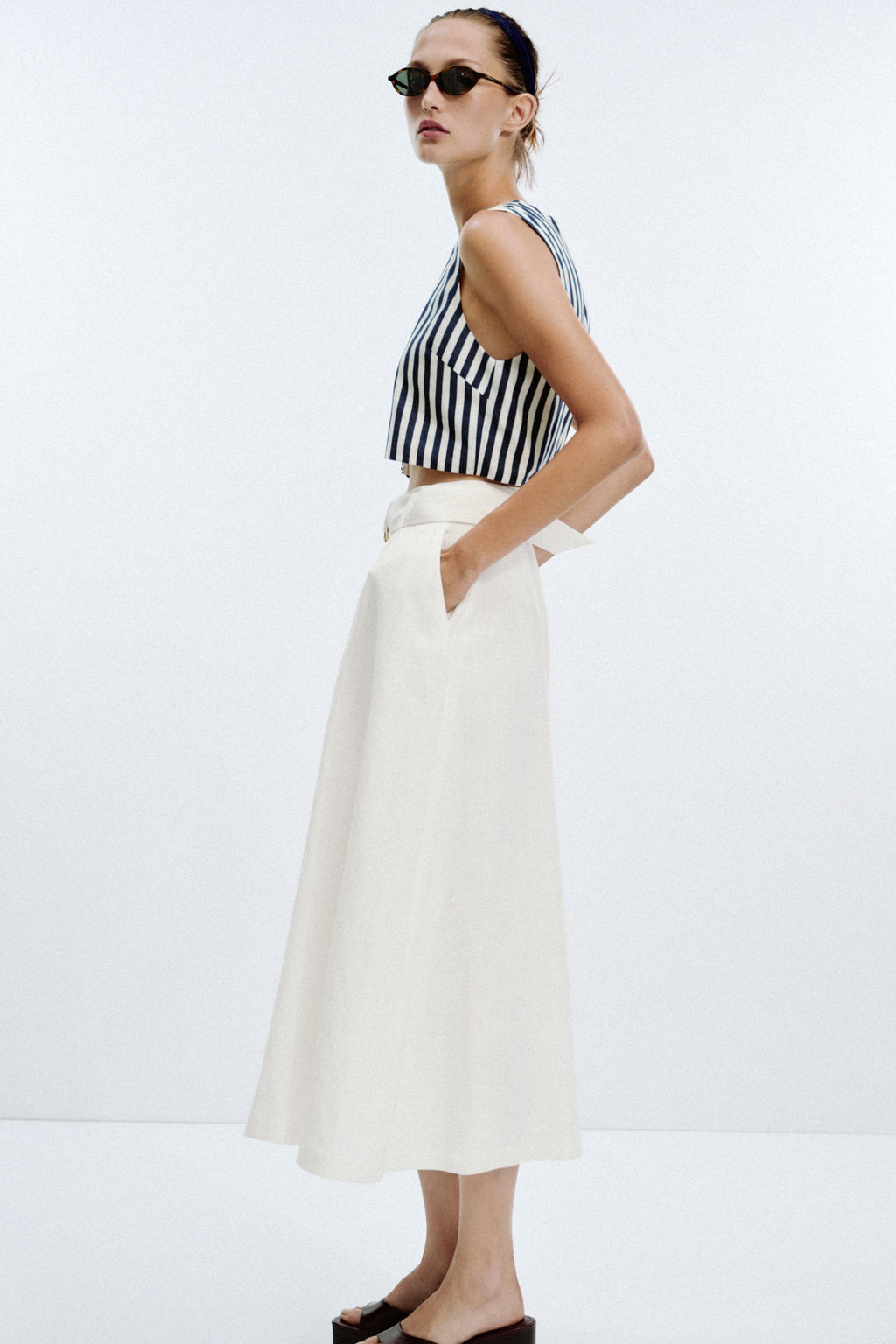 BELTED LINEN BLEND LONG DRESS - Zara фото 7
