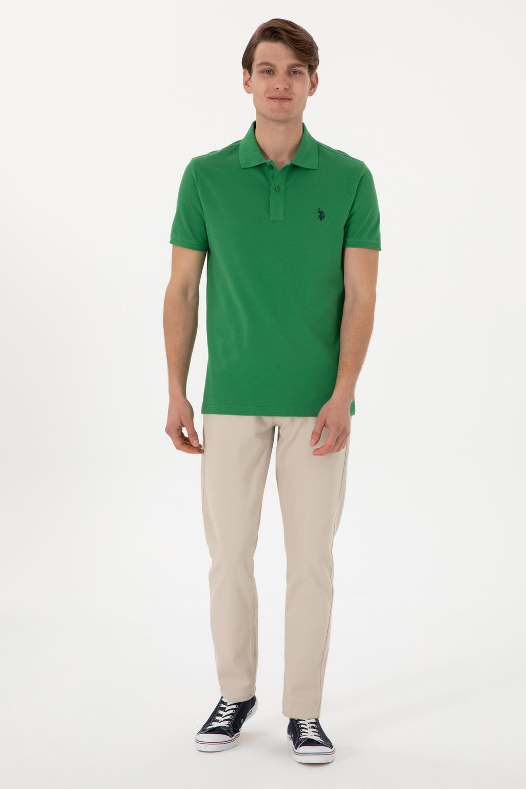 Erkek Slim Fit Polo Yaka Ye_il Basic Ti__rt - U.s. polo assn фото 11