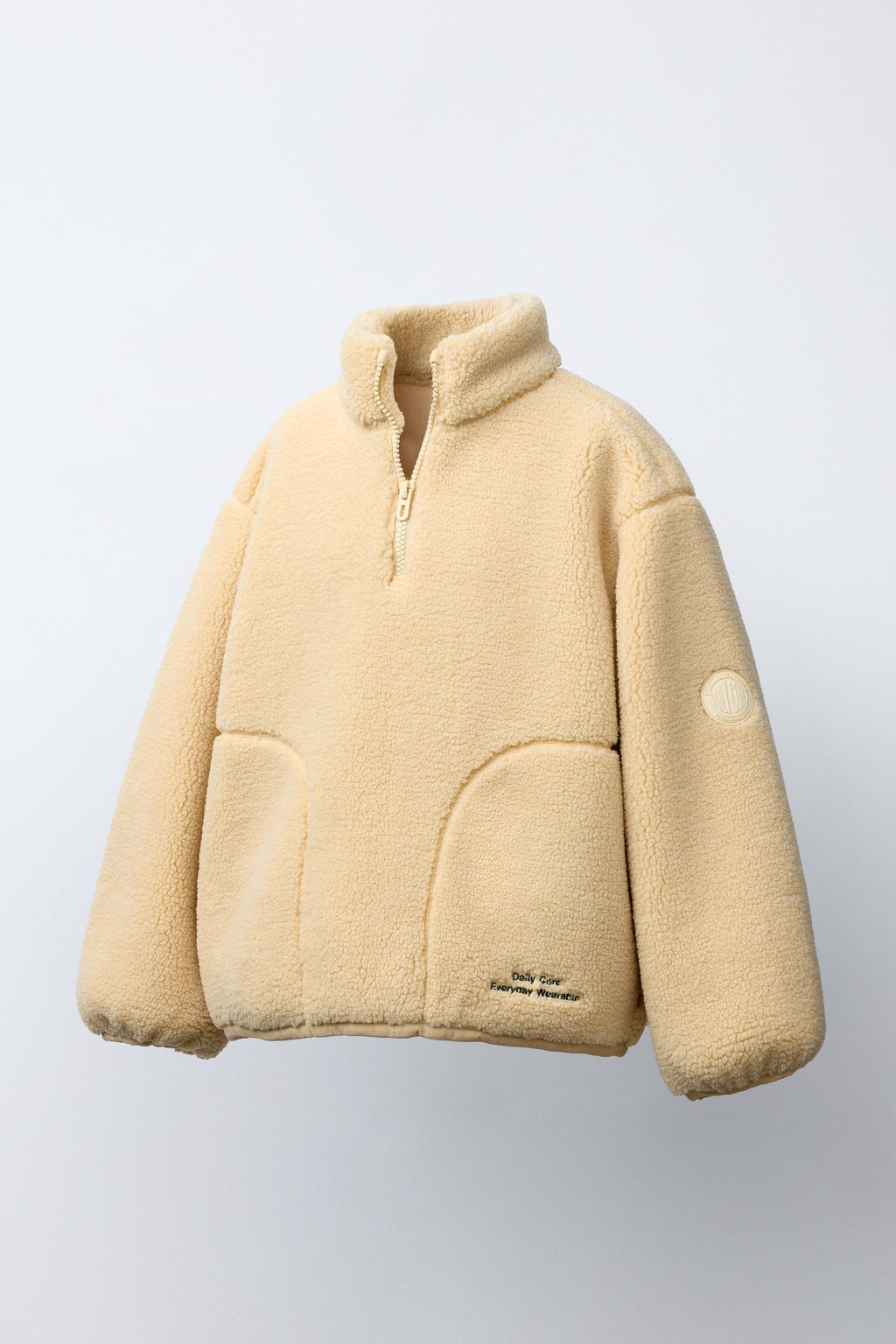 FAUX SHEARLING ZIP-UP SWEATSHIRT