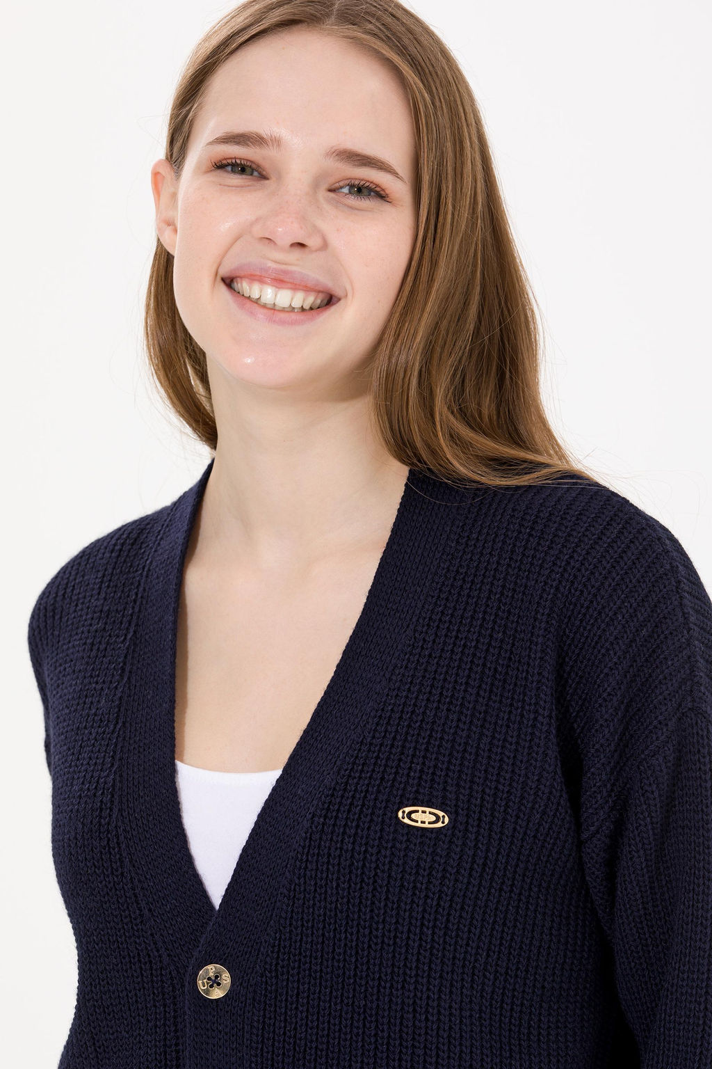 U. S. Polo Assn Женский темно-синий трикотажный кардиган - U.s. polo assn фото 4