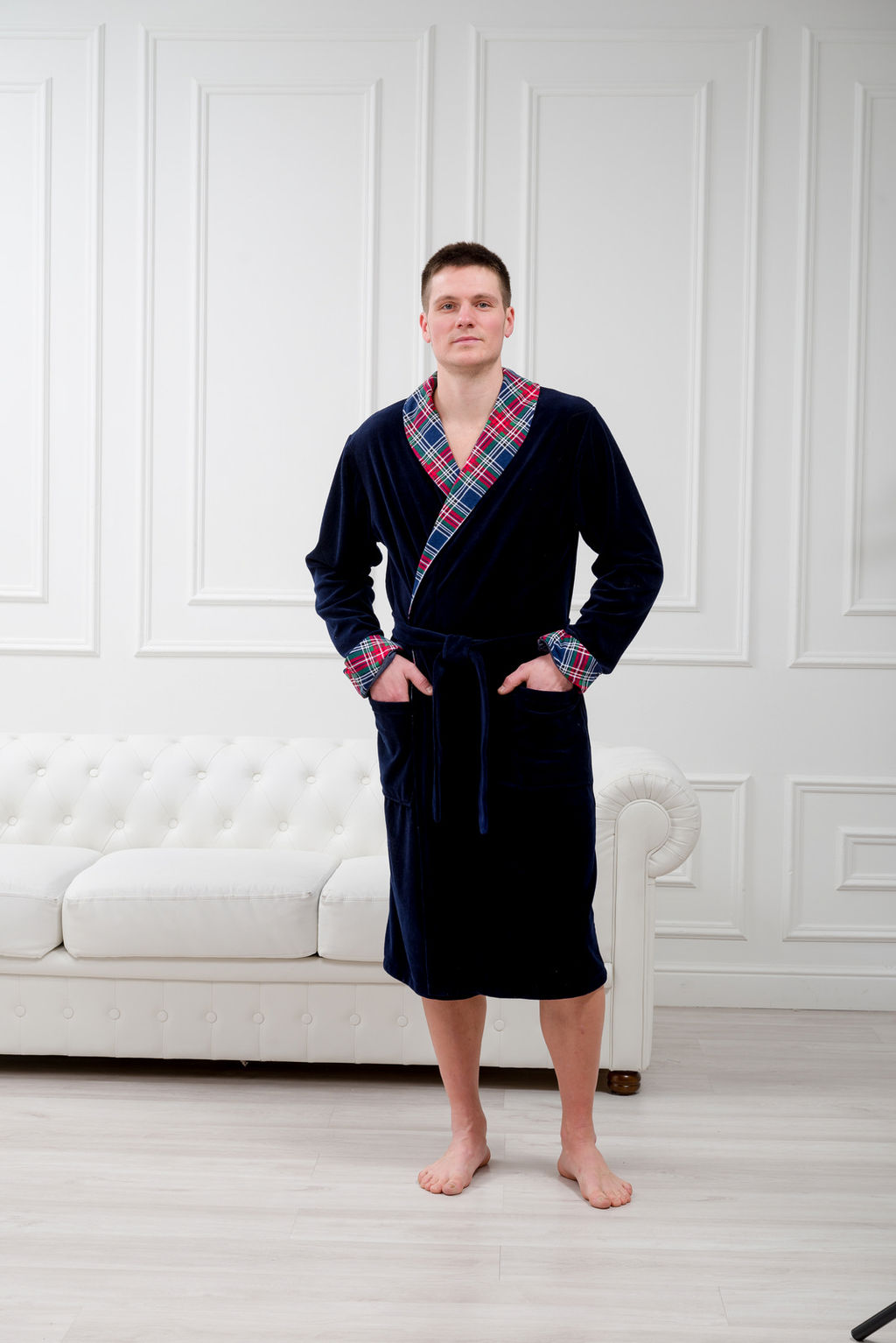 Халат мужской из велсофта Артур темно-синий - Амадэль фото 14