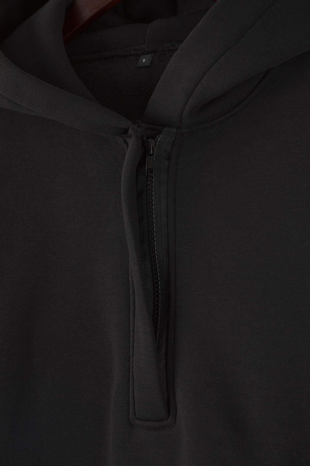 Siyah Kal?n Ici Polarl? Yar?m Pat Fermuarl? Oversize Kapusonlu Orme Sweatshirt TWOAW26SW00092 - Trendyolmilla фото 6