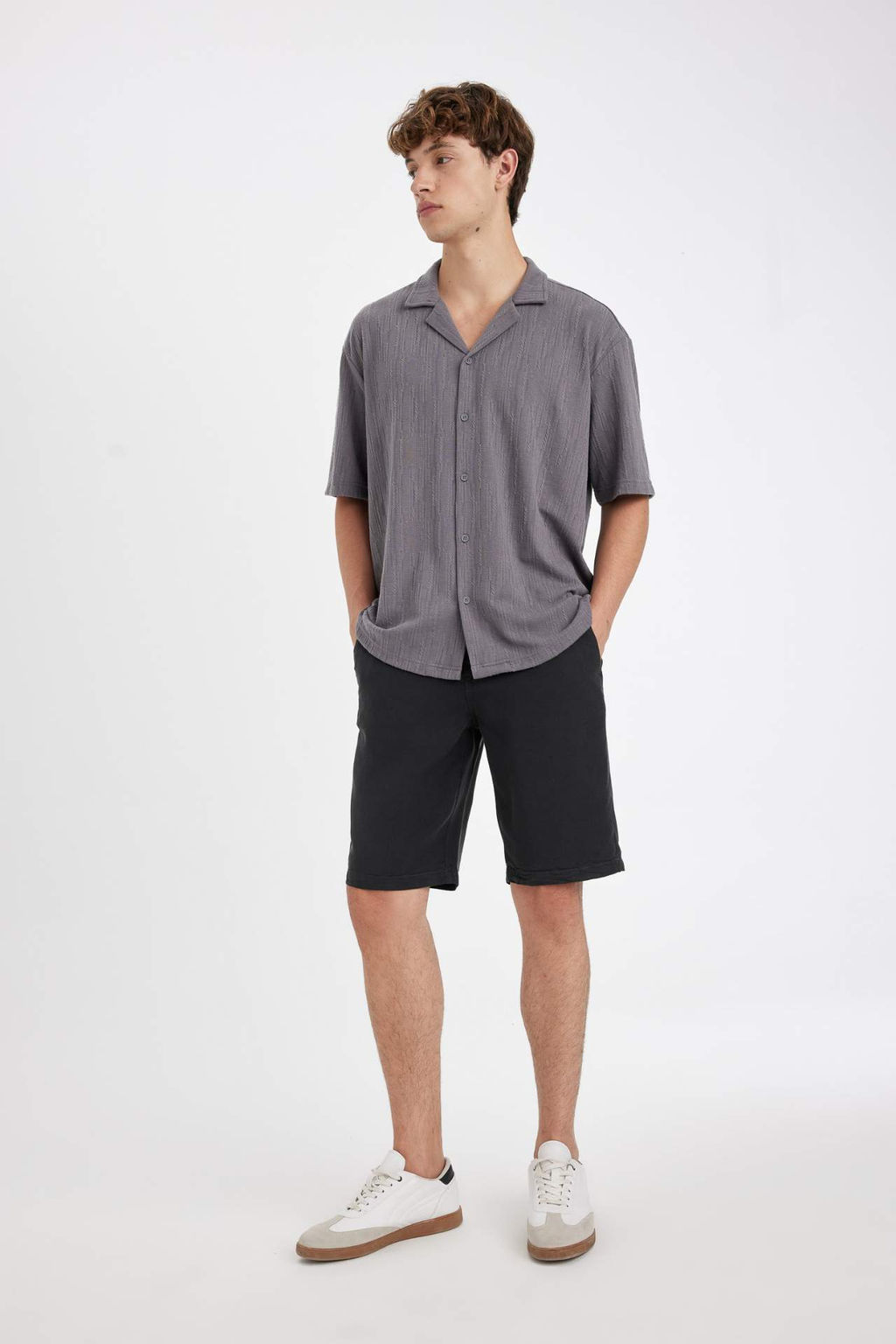 Regular Fit Duz Paca Tensel Bermuda Sort - Defacto фото 4