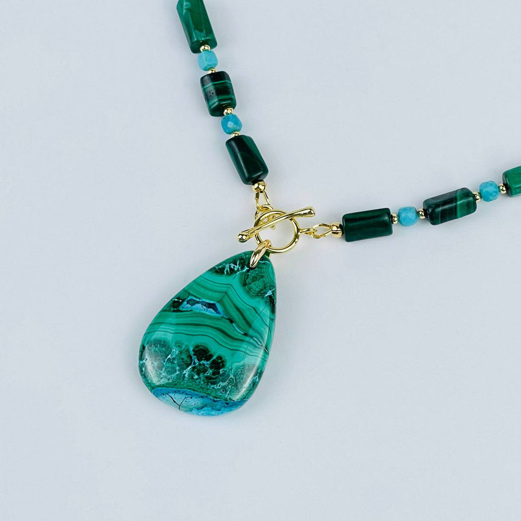 Колье из Малахита и Бирюзы - Радуга самоцветов фото 2