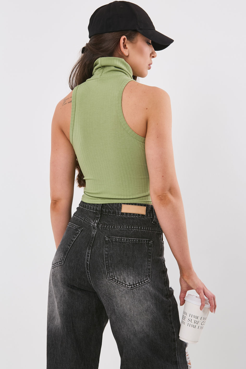 Топ трикотажный шалфей