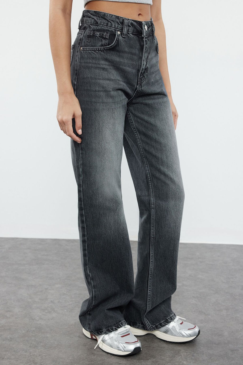 TRENDYOLMILLA Antrasit Yuksek Bel Wide Leg Jeans TWOAW25JE00101  фото 3