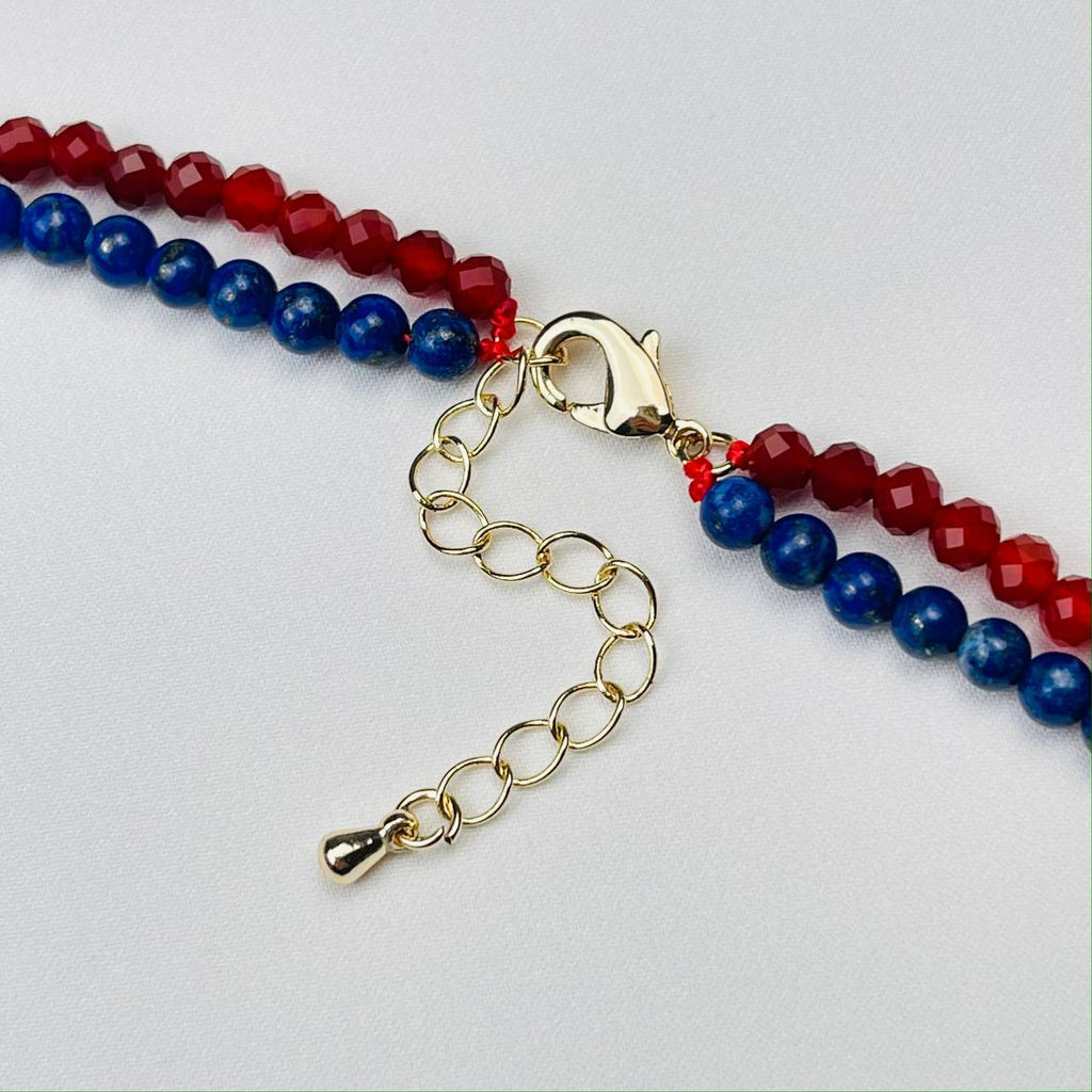 Колье двойное из Лазурита и Сердолика 38 см +