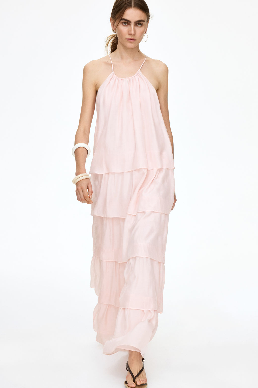 Vestido escalonado de volantes con tirantes finos - H&m фото 2