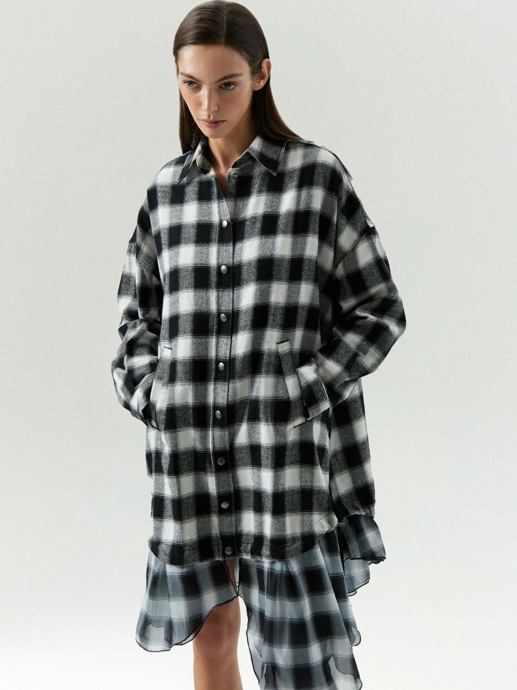 ЕМКА / Платье-рубашка миди в клетку - Emka фото 2