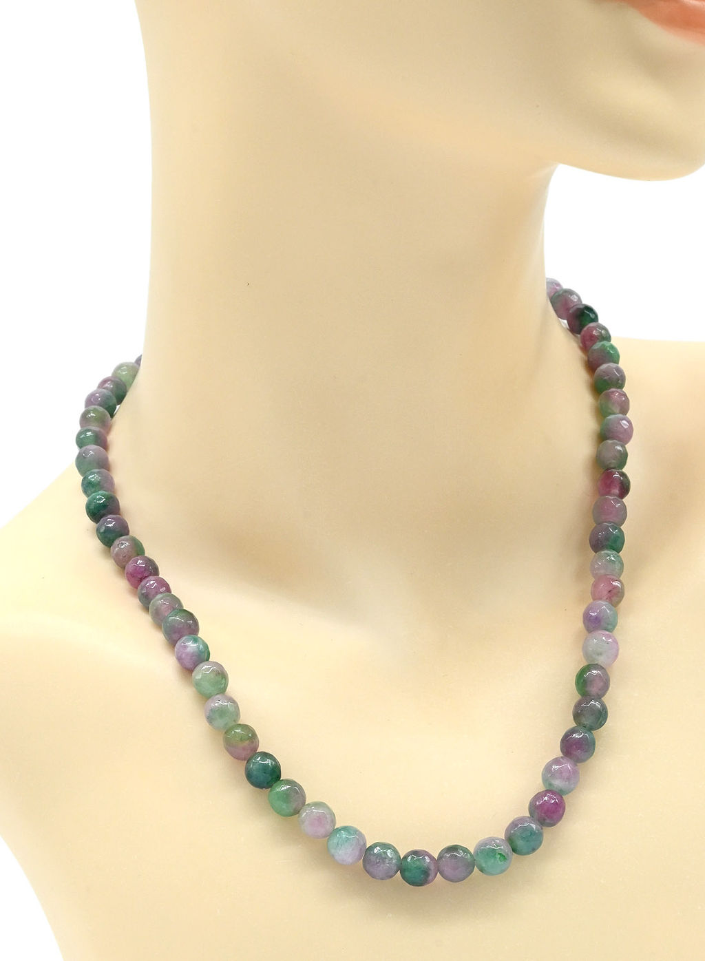 Бусы из камня кальцит граненые 8мм цв.цоизит, 48см