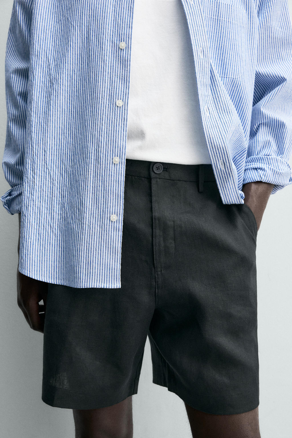 BERMUDA REGULAR FIT 100% LINO / Negro - Zara фото 5