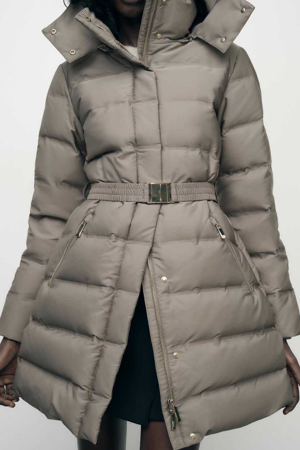 WATER AND WIND PROTECTION HOODED BELTED PUFFER JACKET - Zara фото 5