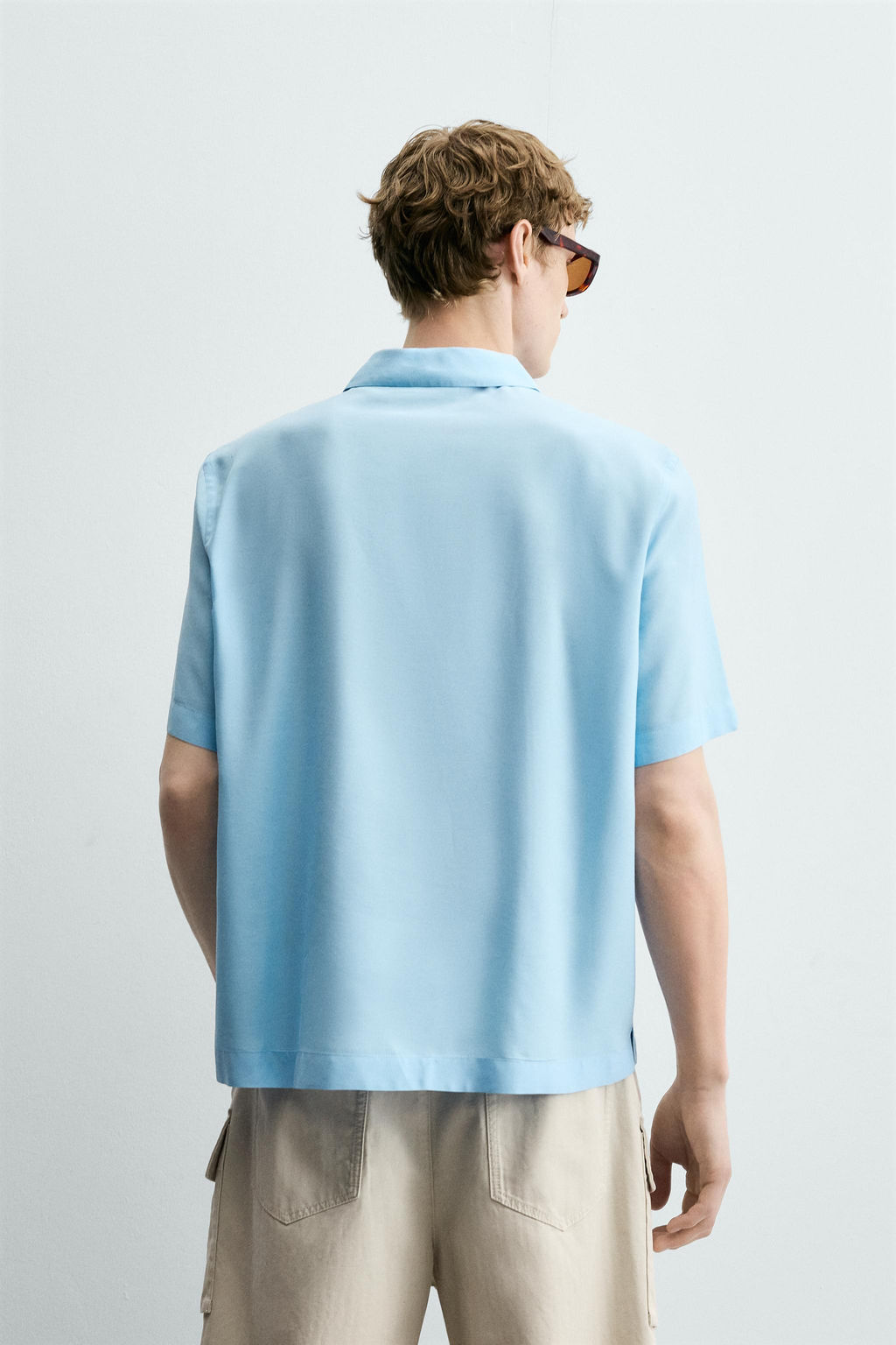 CAMISA POLO FLUIDA MEZCLA VISCOSA / Celeste - Zara фото 3