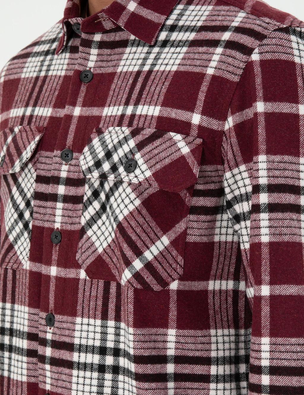 Рубашка oversize бордовая длинный рукав