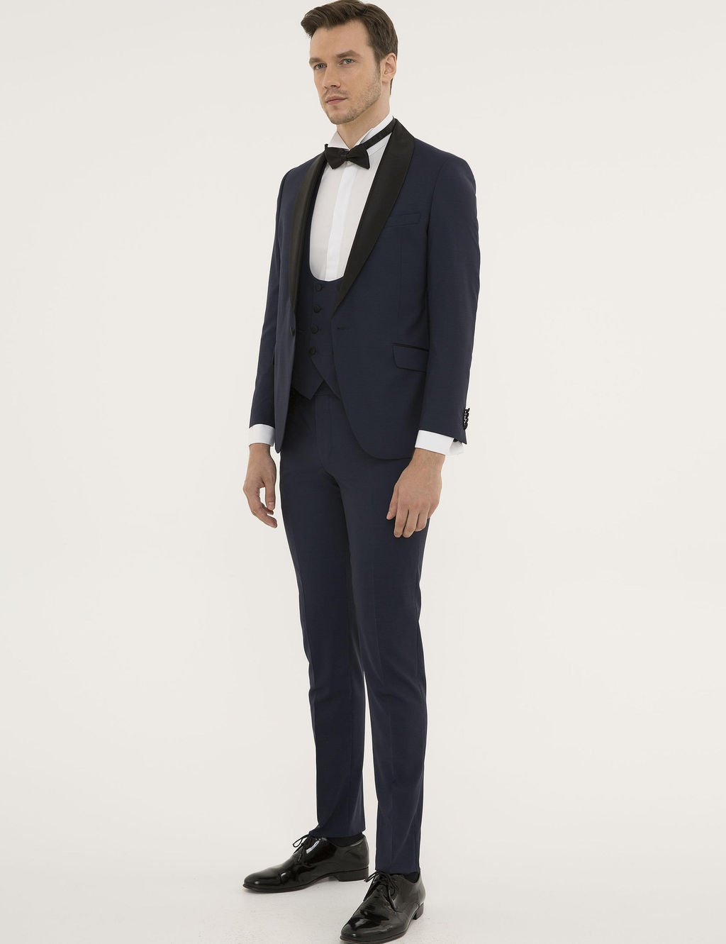 Темно-синий Ex. Slim Fit Жилет Смокинг Костюм Жениха - Cacharel фото 4