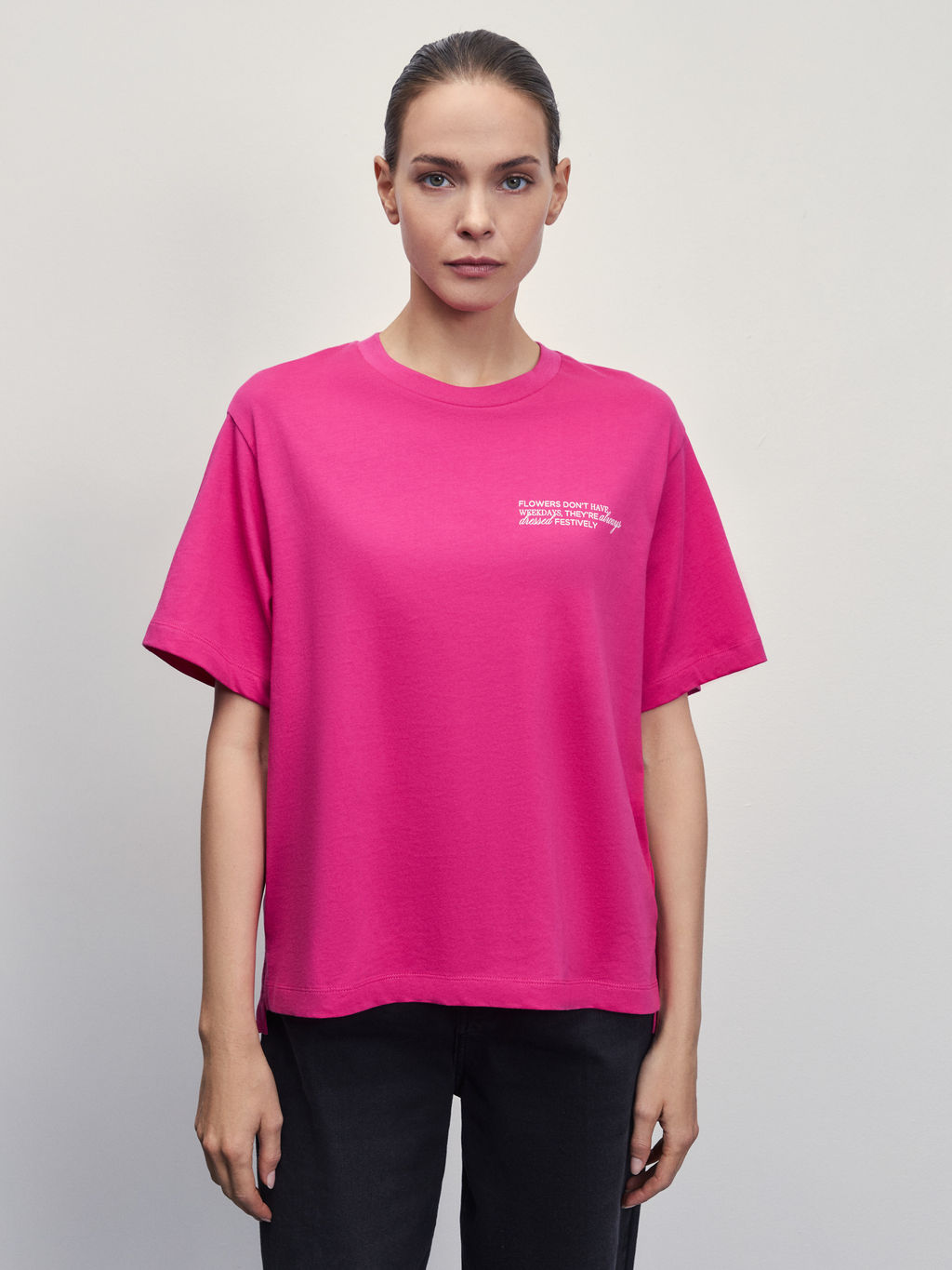 Футболка из хлопка с принтом / Zarina  фото 3