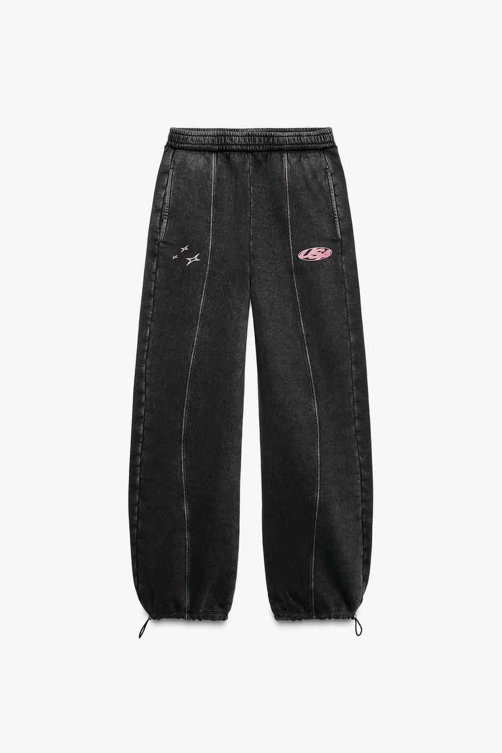 WASHED EFFECT PLUSH TROUSERS WITH SLOGAN - Zara фото 6