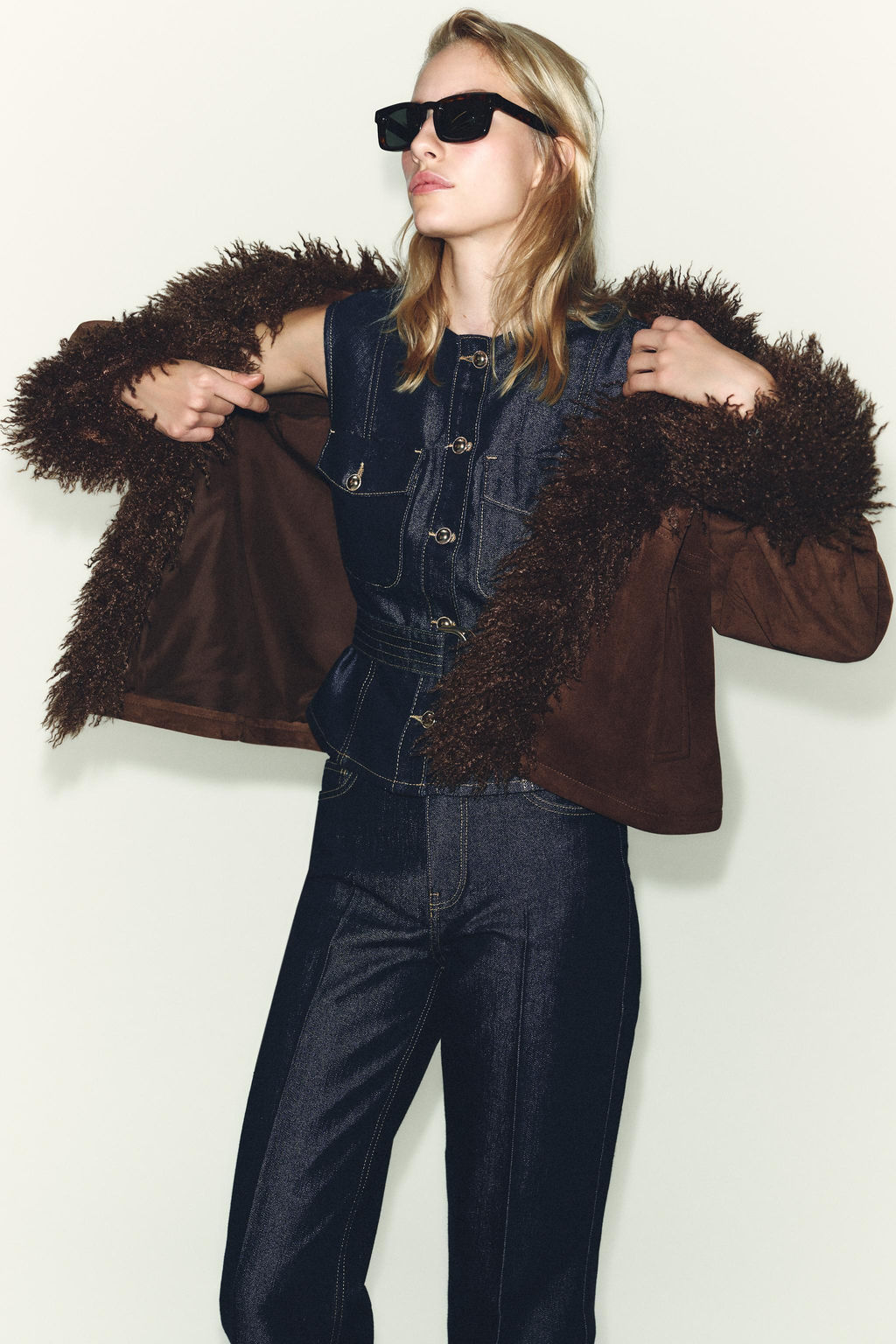 Z1975 DENIM WAISTCOAT WITH BELT - Zara фото 4