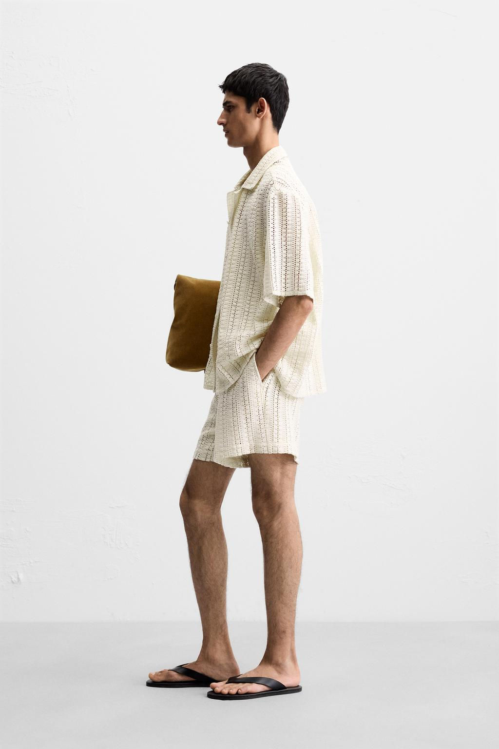 TEXTURED CROCHET BERMUDA SHORTS - Zara фото 14