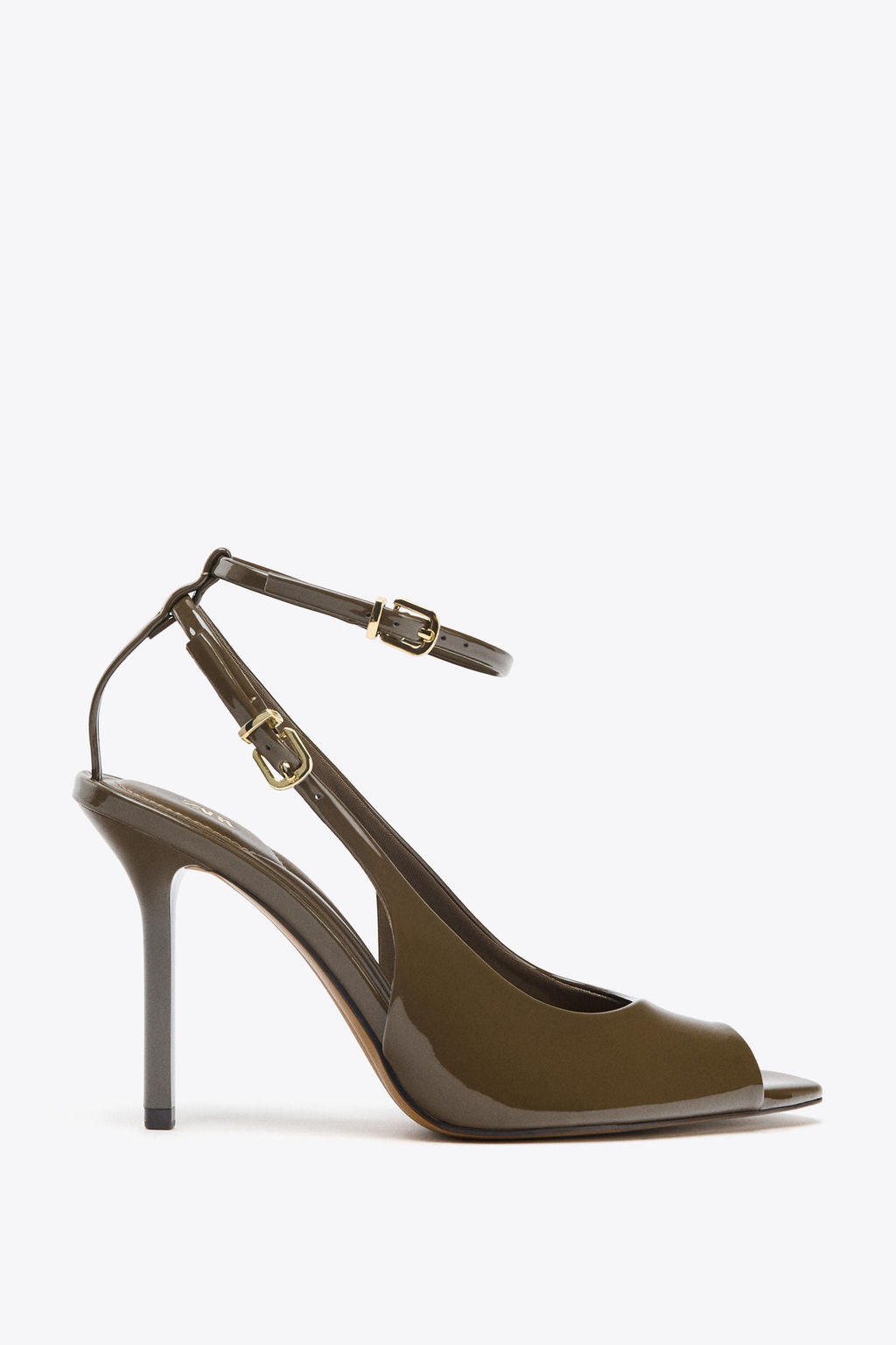 FAUX PATENT OPEN-TOE SLINGBACK HEELS - Zara фото 2