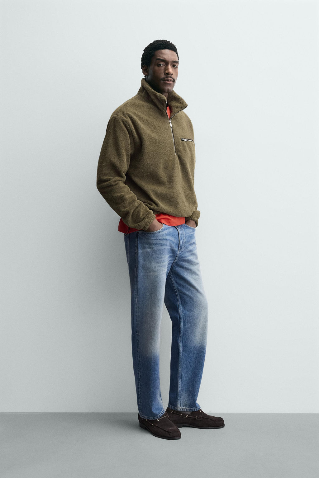 FLEECE QUARTER-ZIP SWEATSHIRT - Zara фото 7