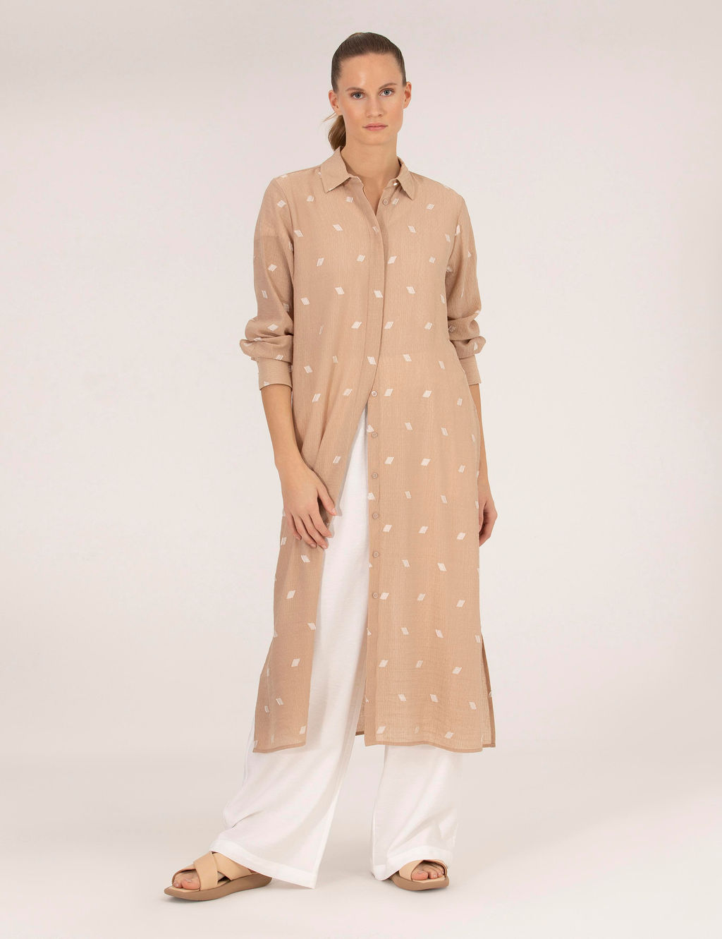 Bej Comfort Fit G_mlek Elbise