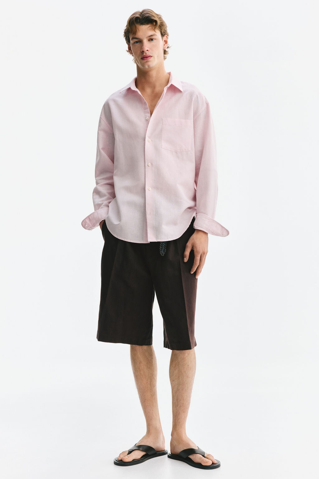Camisa en mezcla de lino Relaxed Fit - H&m фото 13