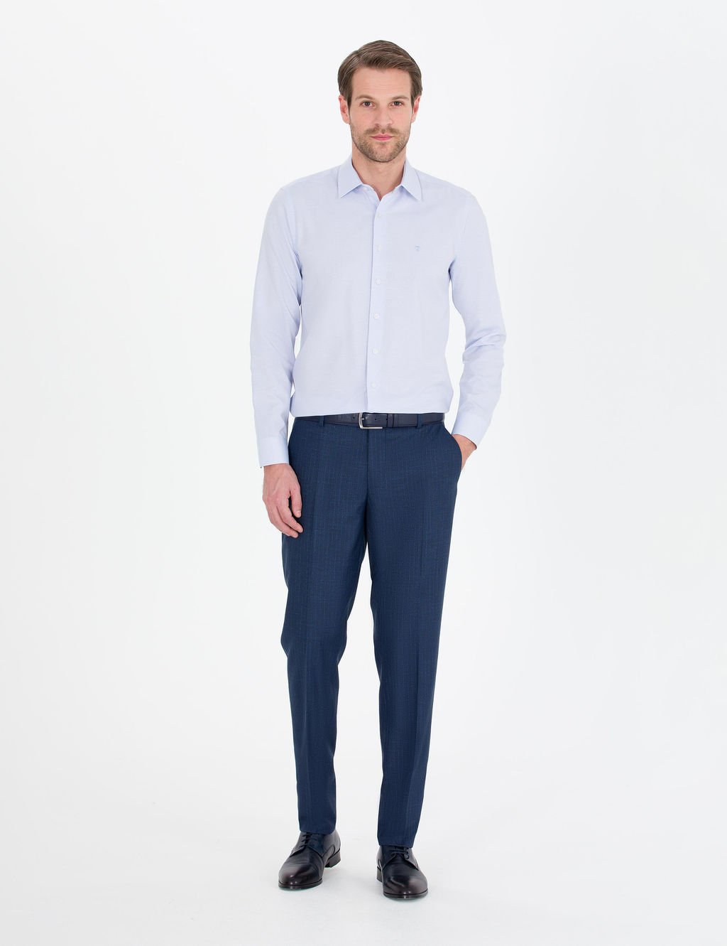 A__k Mavi Slim Fit Uzun Kollu G_mlek