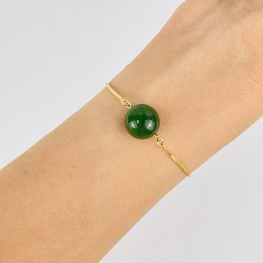 Браслет регулируемый с Нефритом от 16 см