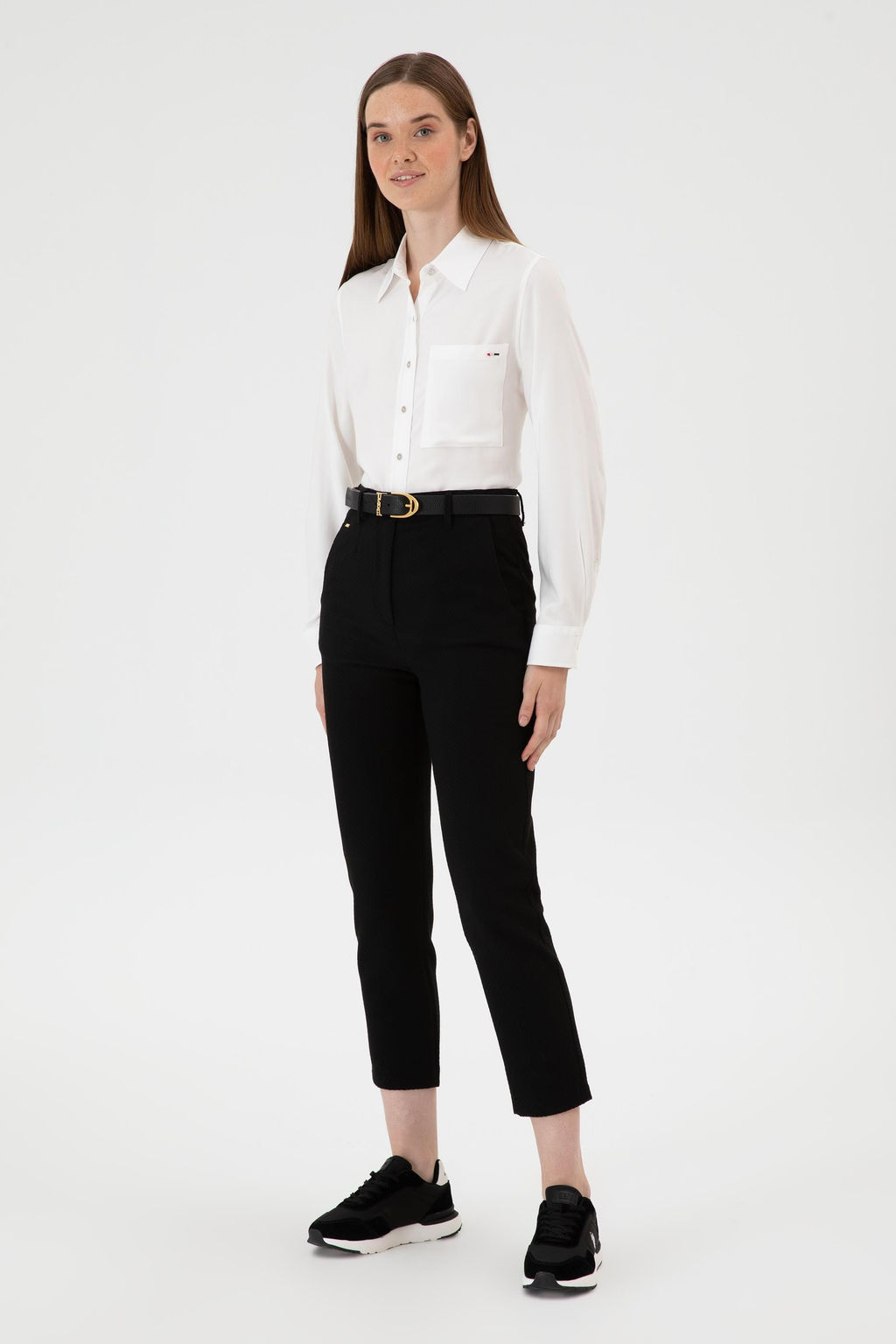 Kad_n Siyah Carrot High Waist Fit Kanvas Pantolon