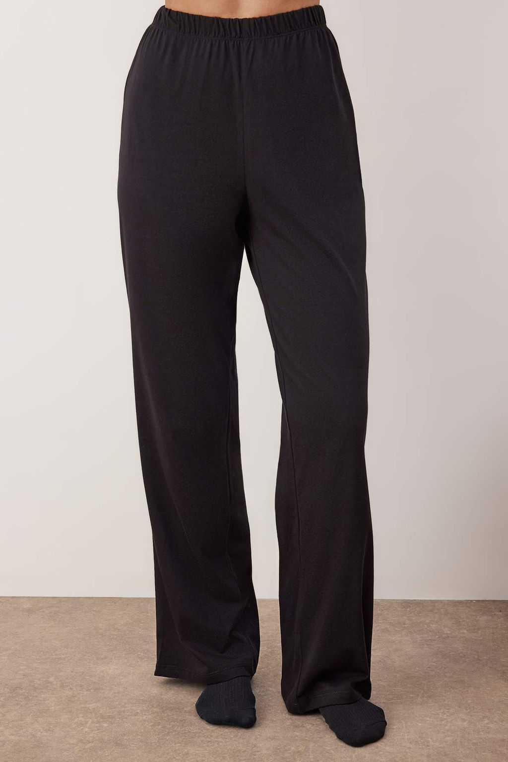 Siyah %100 Pamuklu Kalp Nak?sl? Orme Pijama Tak?m? THMAW26PT00143