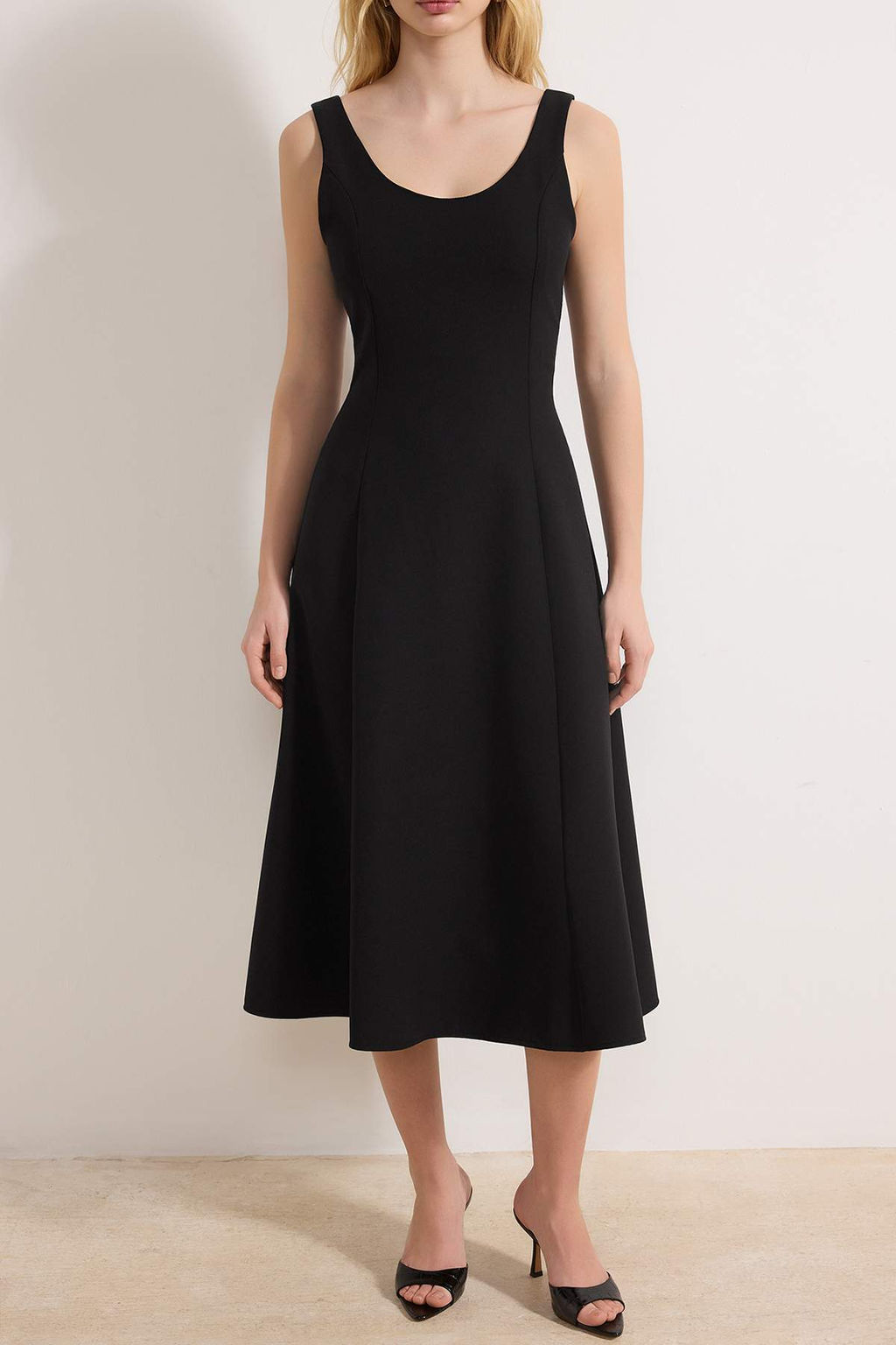 Siyah Duz Etegi Belden Ac?lan Midi Dokuma Elbise TWOSS26EL00122 - Trendyolmilla фото 3