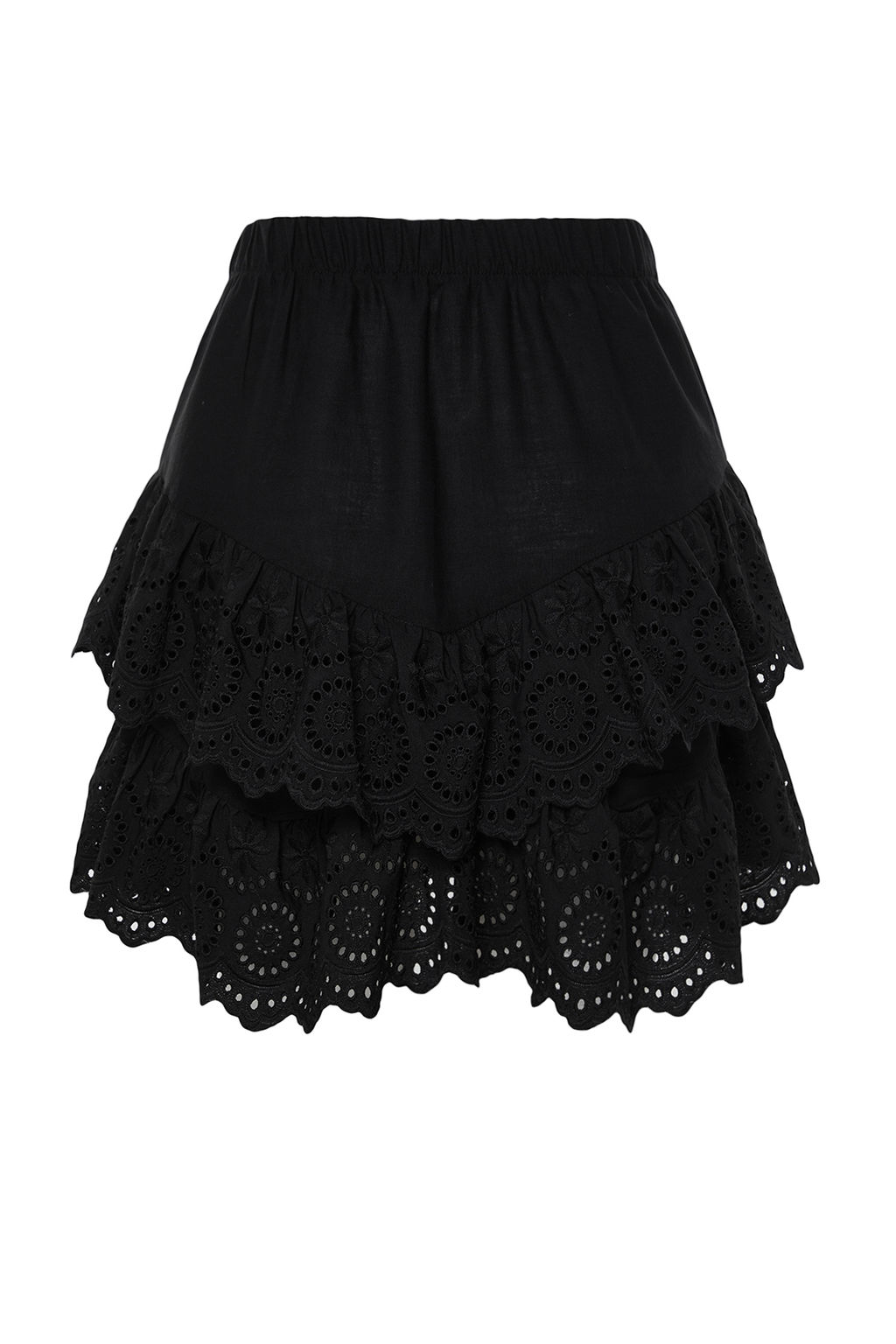 TRENDYOLMILLA Plaj Giyim Briddal Beyaz Mini Dokuma Brode Detayl? Flaml? Pamuk Plaj Etek TBESS24ET00004 фото 12