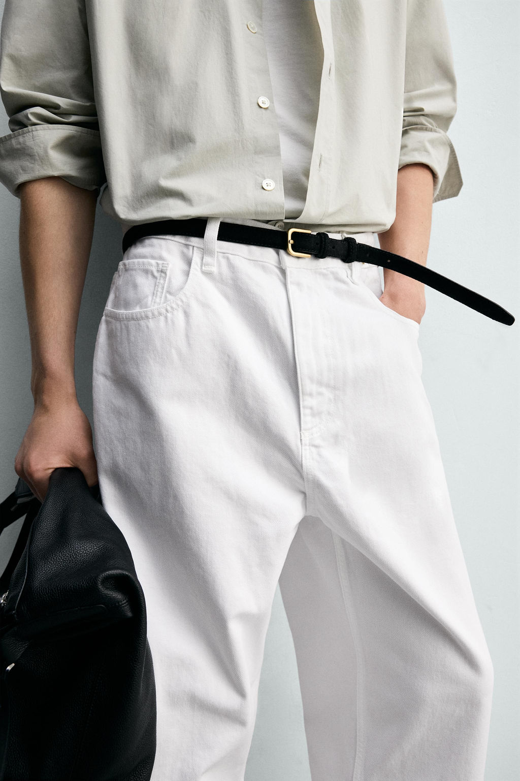 JEANS TAPERED WIDE FIT / Blanco - Zara фото 5