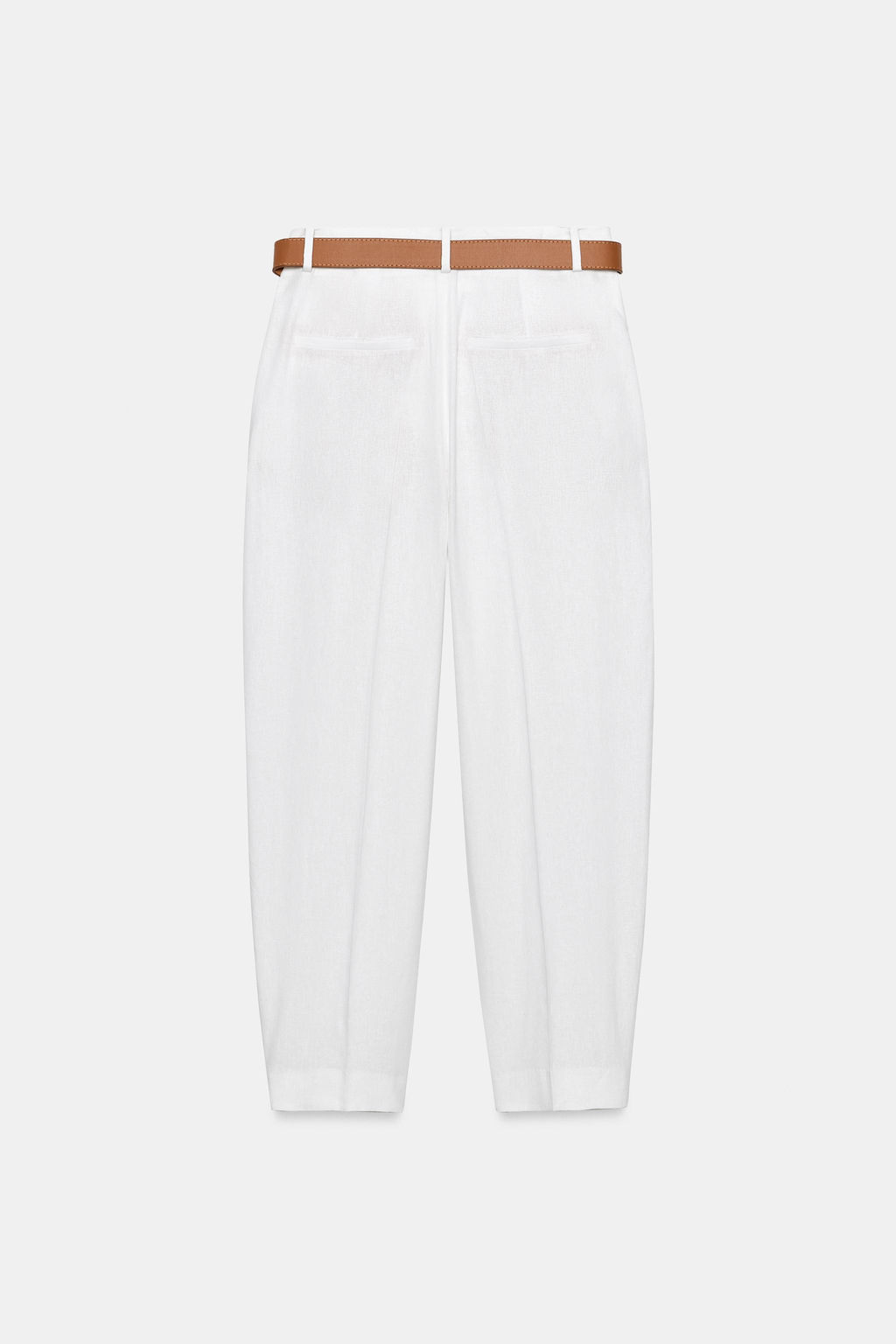 PANTAL?N CINTUR?N CON LINO / Blanco - Zara фото 3