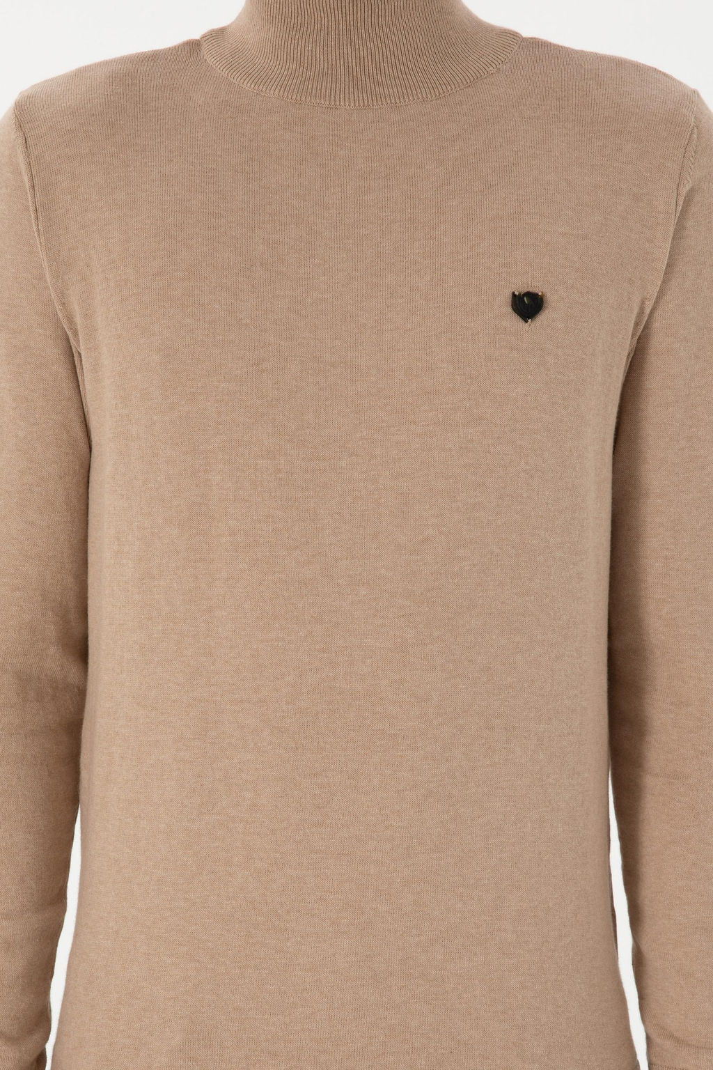 Erkek Slim Fit Yar_m Bal_k__ Yaka Kum Melanj Basic Kazak - U.s. polo assn фото 6