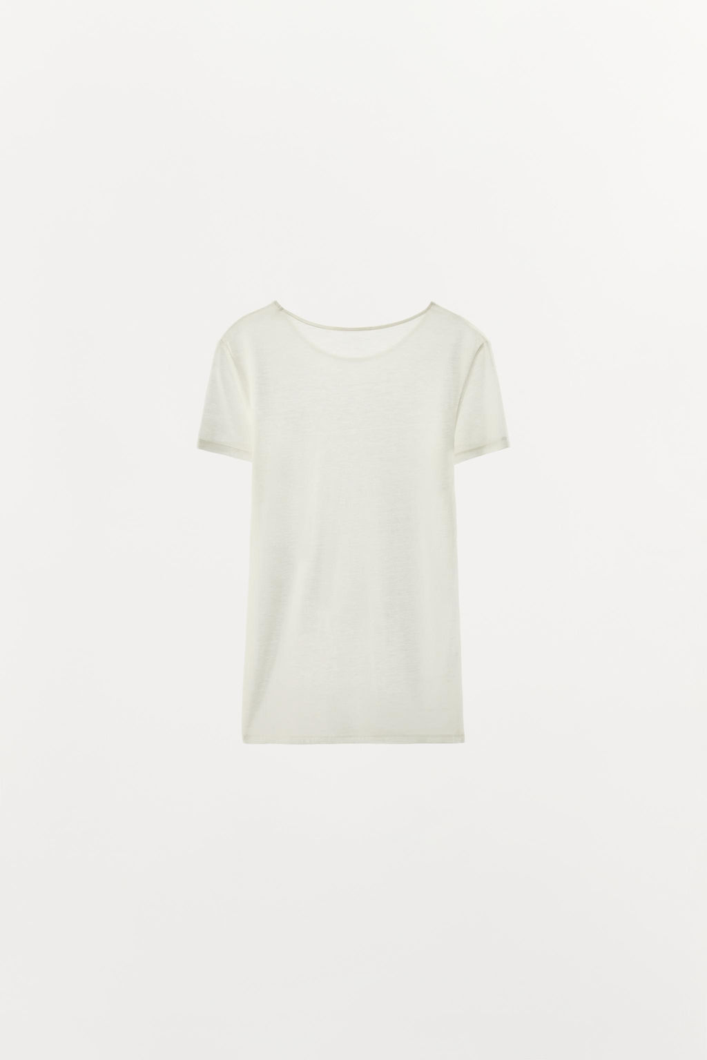 CAMISETA LISA MEZCLA LANA / Blanco - Zara фото 7
