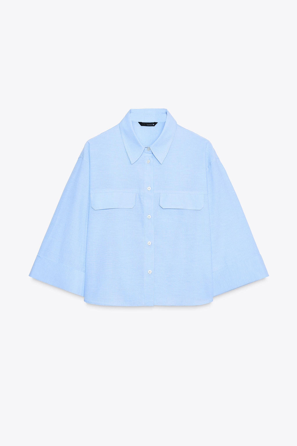 CAMISA CORTA TAPETAS RAYAS / Blanco / Celeste - Zara фото 7