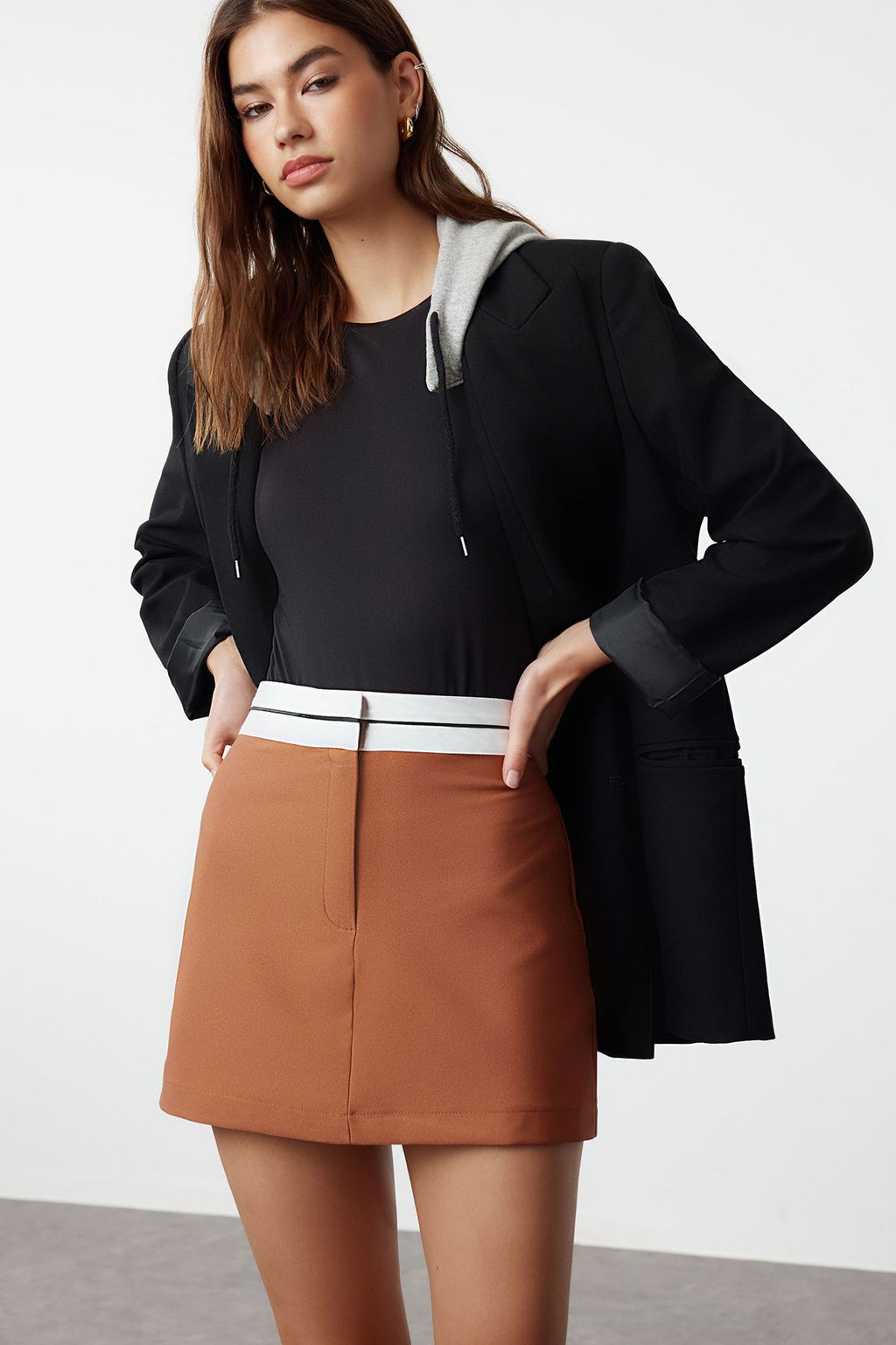 TRENDYOLMILLA Siyah Bel Detayl? Dokuma Sort Etek TWOAW24SR00009  фото 9