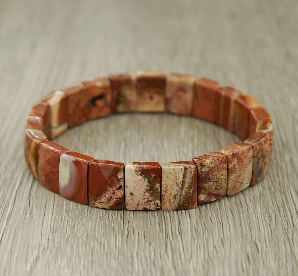 Яшма красно-бежевая браслет Квадро 19см - Agat77 фото 2