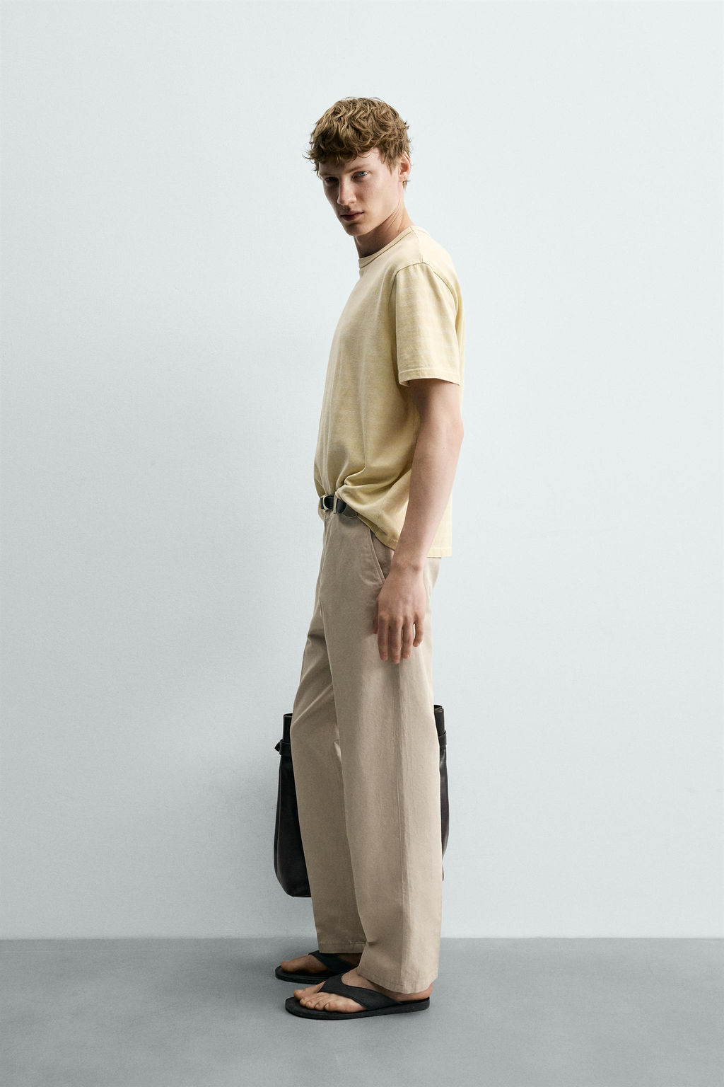 PANTAL?N CHINO STRAIGHT FIT ALGOD?N - LINO / Beige vigor?