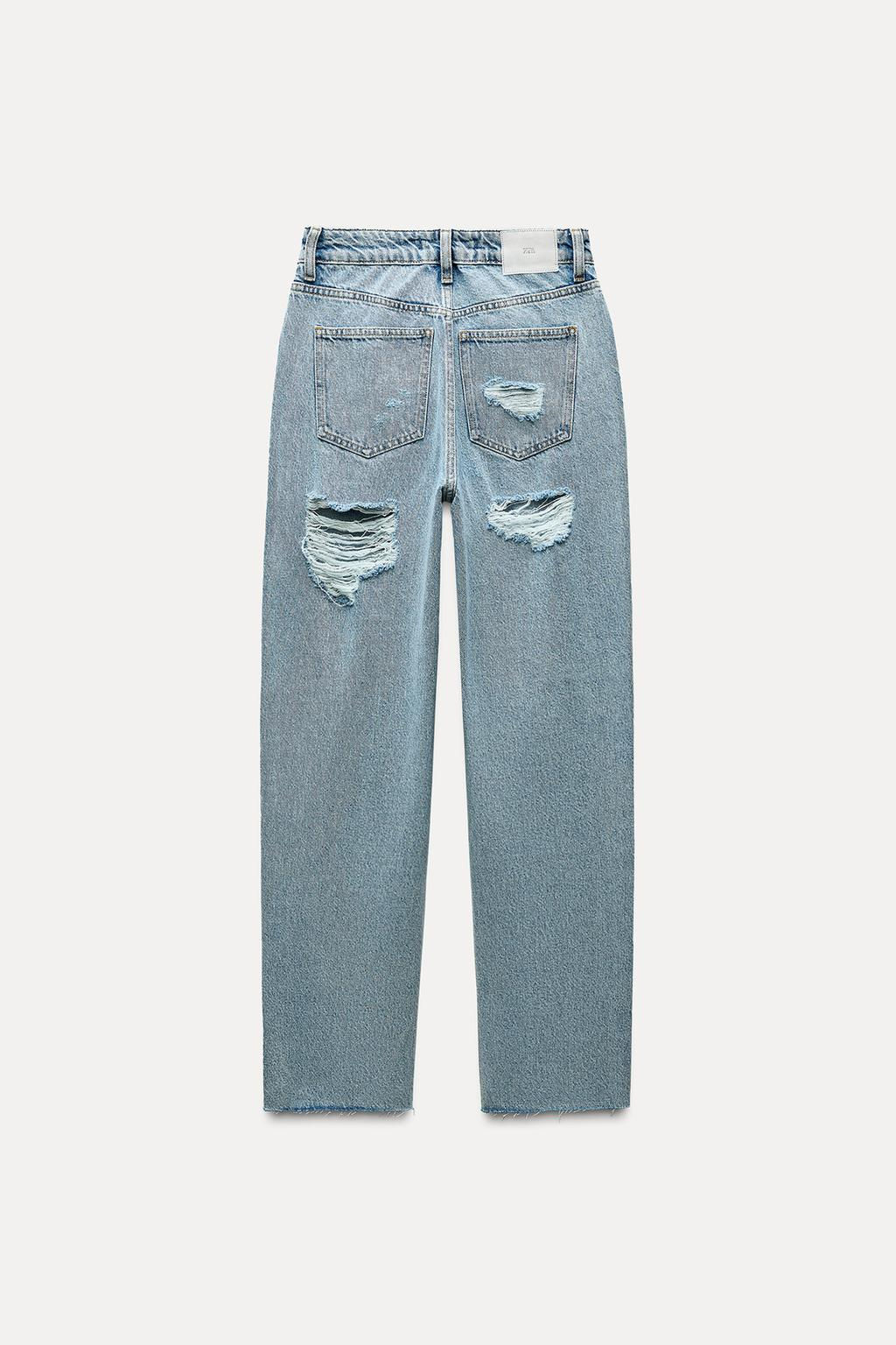 Z1975 STRAIGHT HIGH-WAIST RIPPED JEANS - Zara фото 4