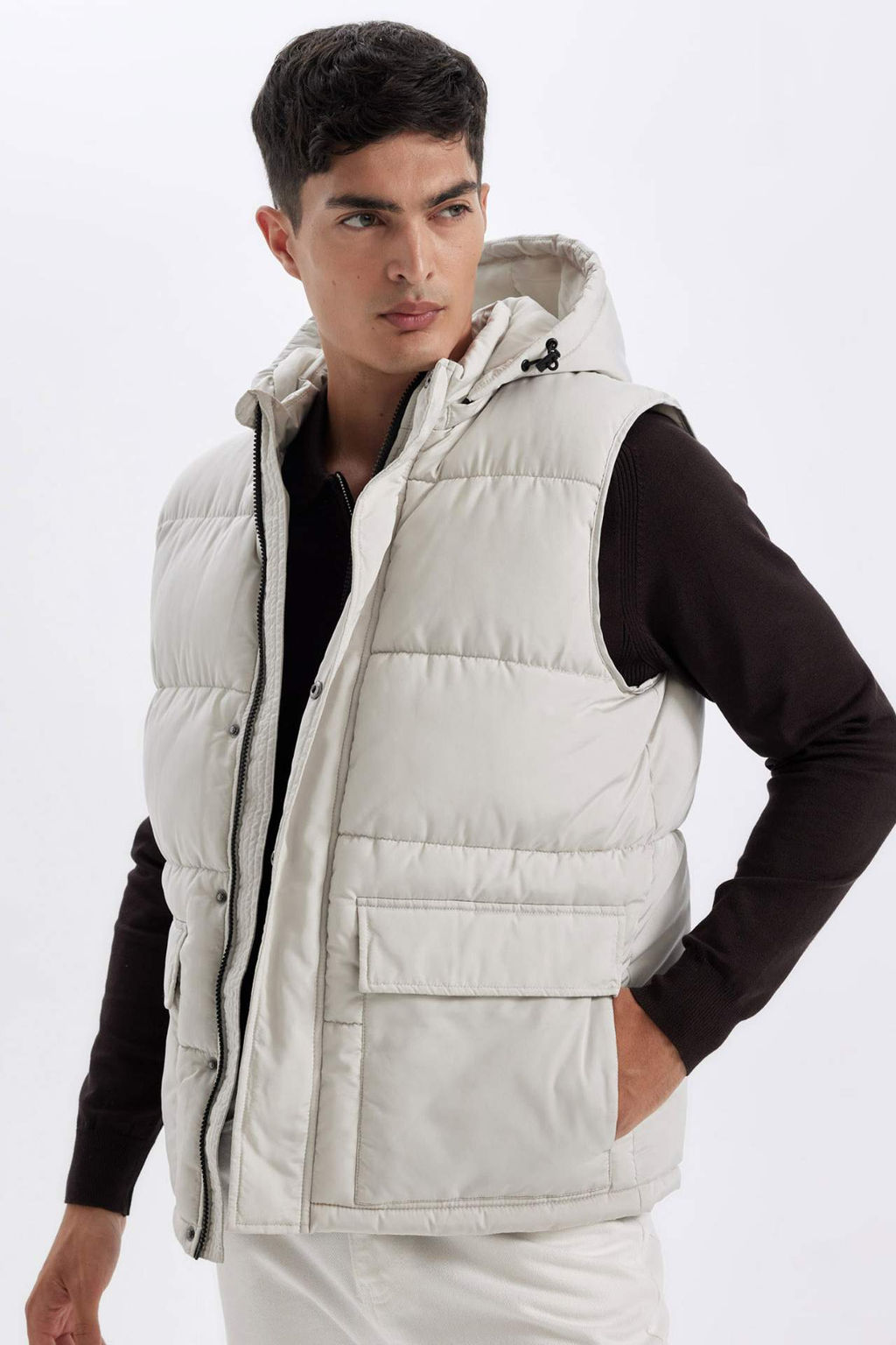 Su Itici Hafif Sisme Yelek C?kar?labilir Kapusonlu Fermuarl? Cepli Mevsimlik - Defacto фото 2