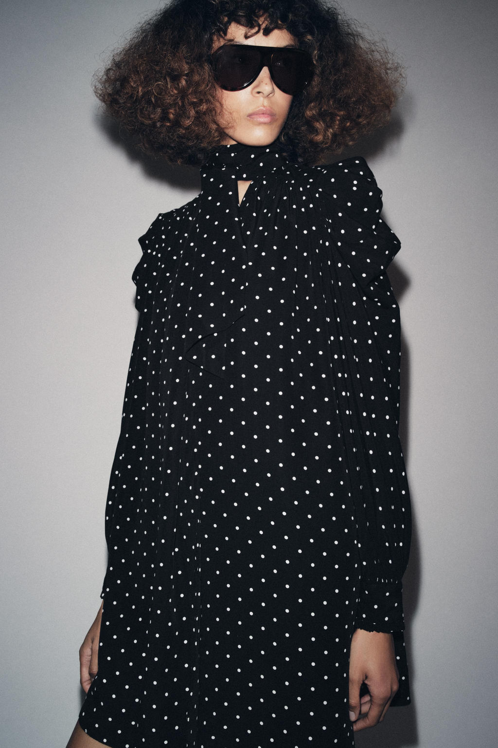 ZW COLLECTION POLKA DOT DRESS WITH SCARF DETAIL - Zara фото 4