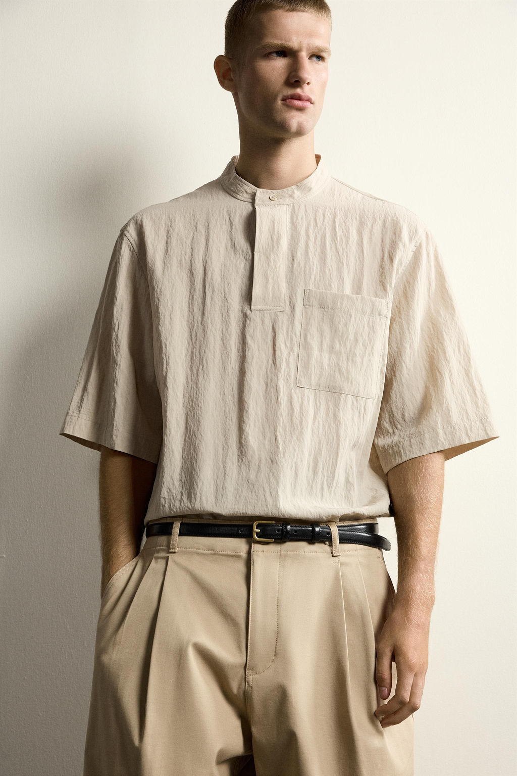 CAMISA POLO FLUIDA / Beige - Zara фото 5