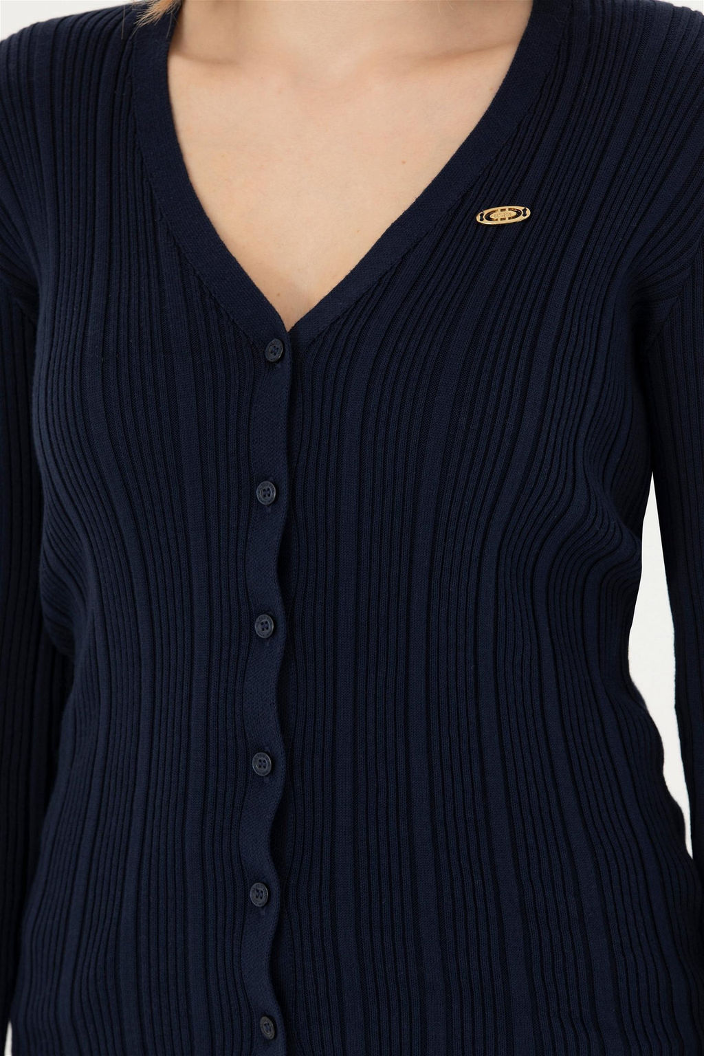 Женский темно-синий базовый трикотажный кардиган - U.s. polo assn фото 7