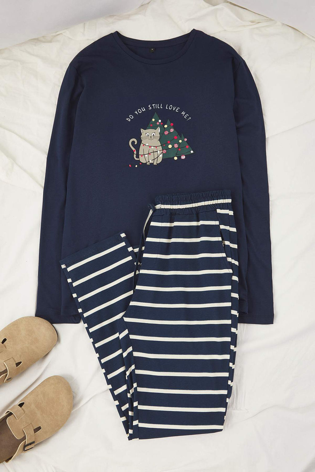TRENDYOL MAN Bej Cizgili Regular Fit Couple Y?lbas? Orme Pijama Tak?m? TMNAW25PT00045 - Trendyolmilla фото 11