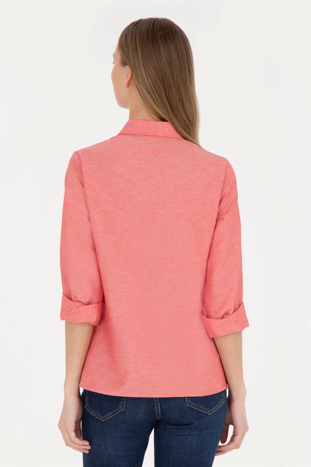 Женская красная базовая рубашка с длинным рукавом - U.s. polo assn фото 5